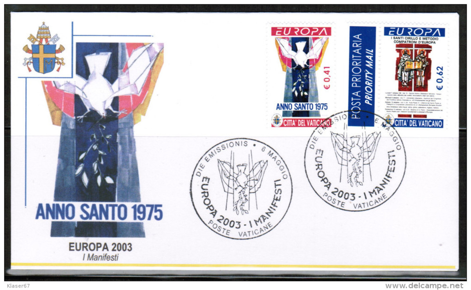 CEPT 2003 VA MI 1459-60 FDC VATICAN - 2003