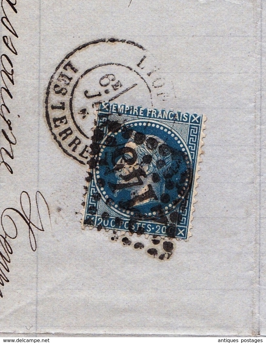 Lettre Lyon 1869 Rhone Marius Cote Banque Banquier Bank Thiers Puy De Dôme Soie Soierie - 1863-1870 Napoléon III Lauré