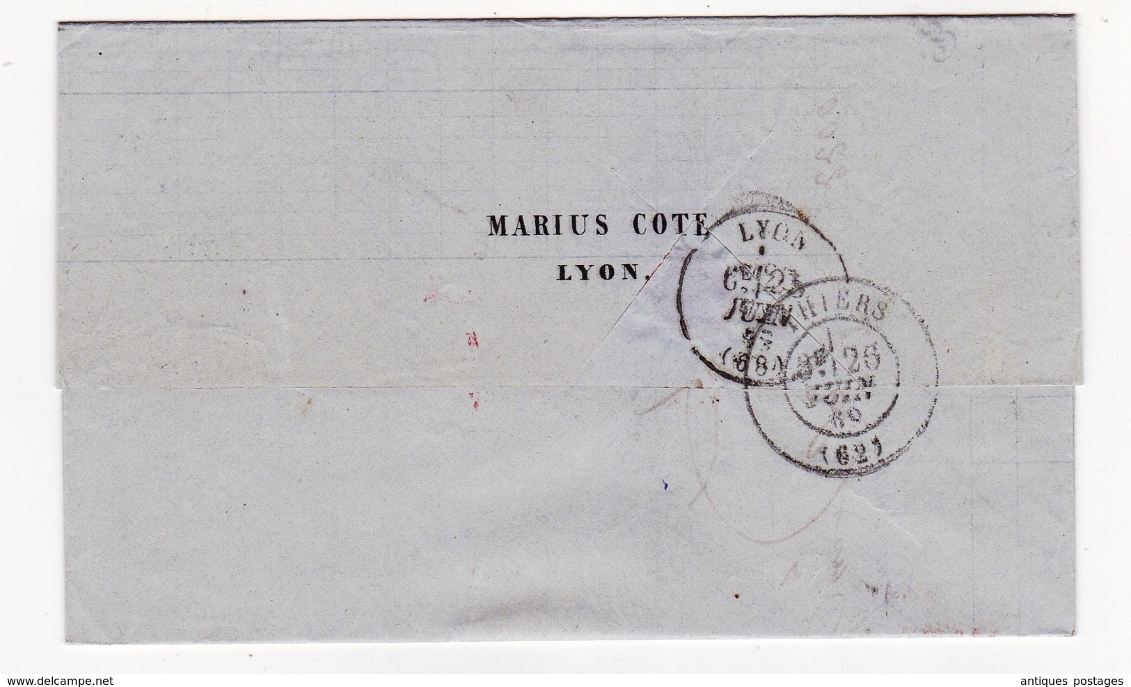 Lettre Lyon 1869 Rhone Marius Cote Banque Banquier Bank Thiers Puy de Dôme Soie Soierie