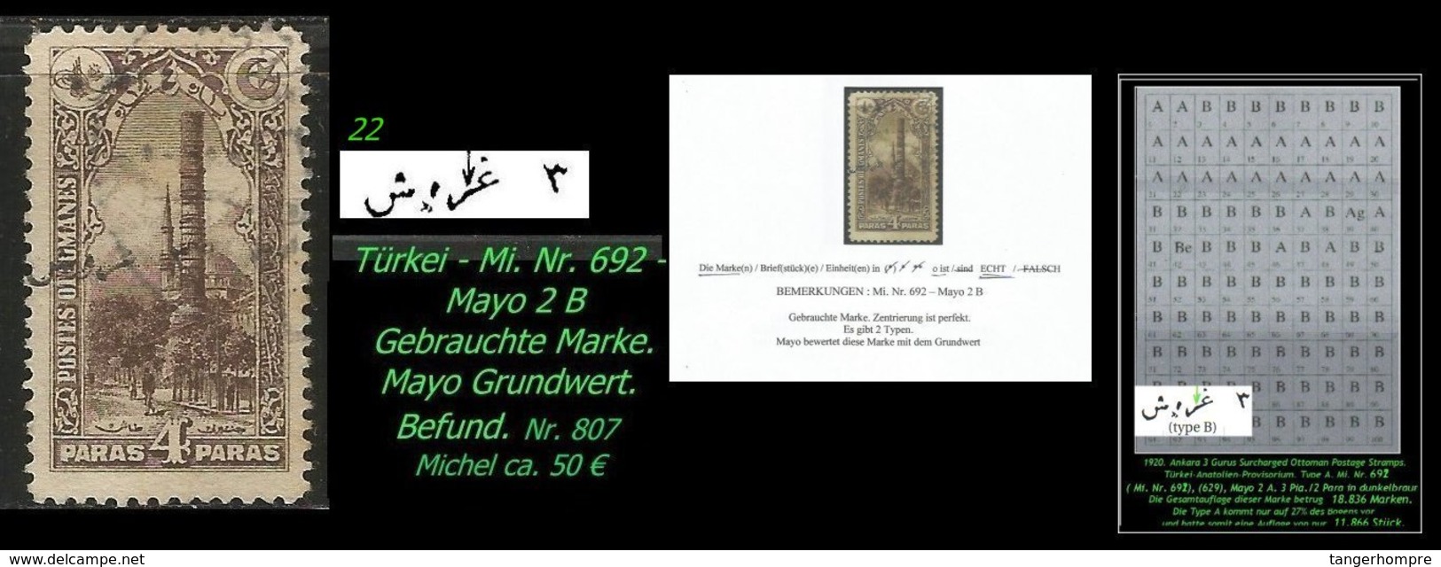 EARLY OTTOMAN SPECIALIZED FOR SPECIALIST, SEE...Mi. Nr. 692 - Mayo Nr. 2 B - 1920-21 Anatolie