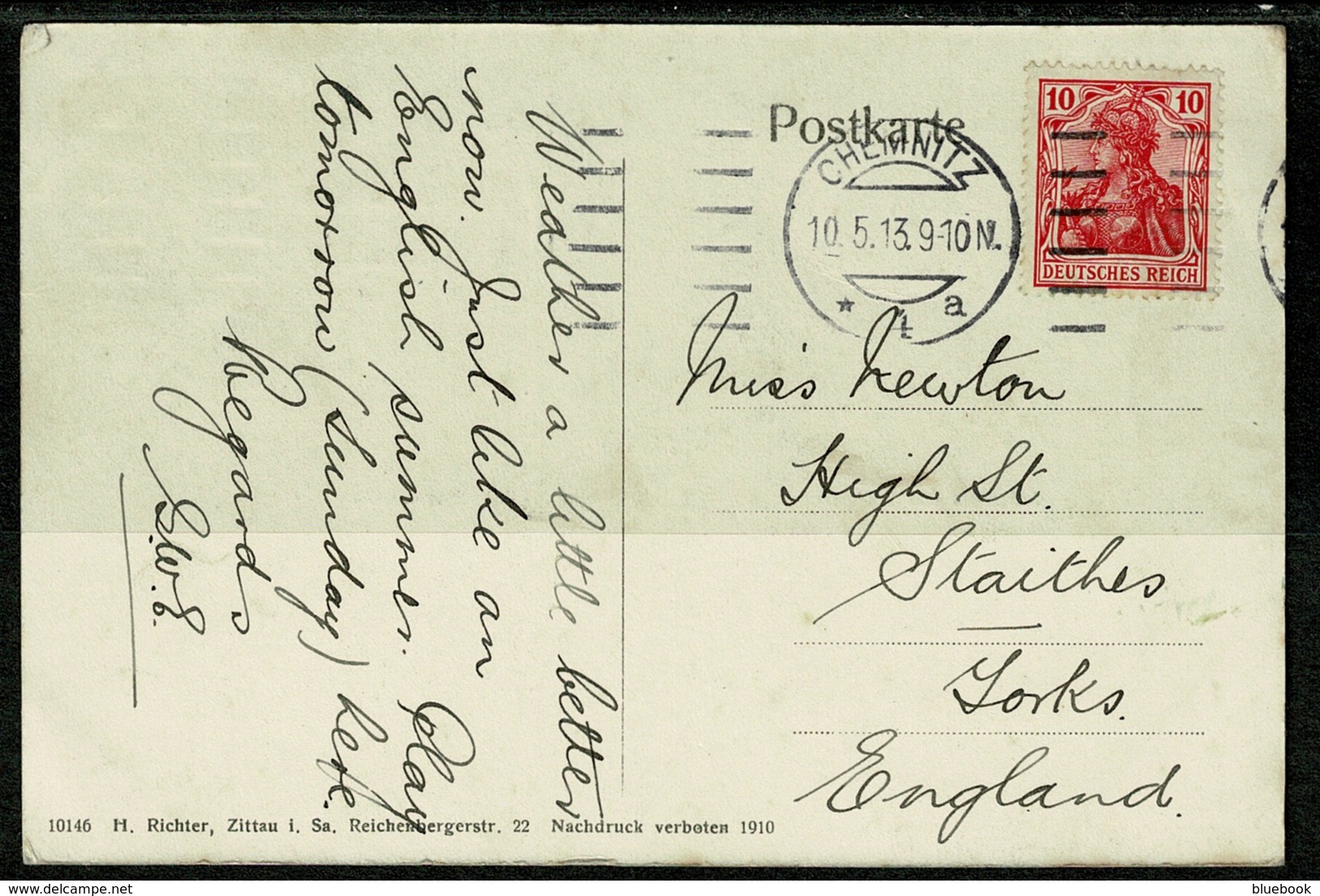 Ref 1261 - 1913 Gemany Postcard - Multiviews Of Chemnitz Saxony 10pf Rate To UK - Chemnitz