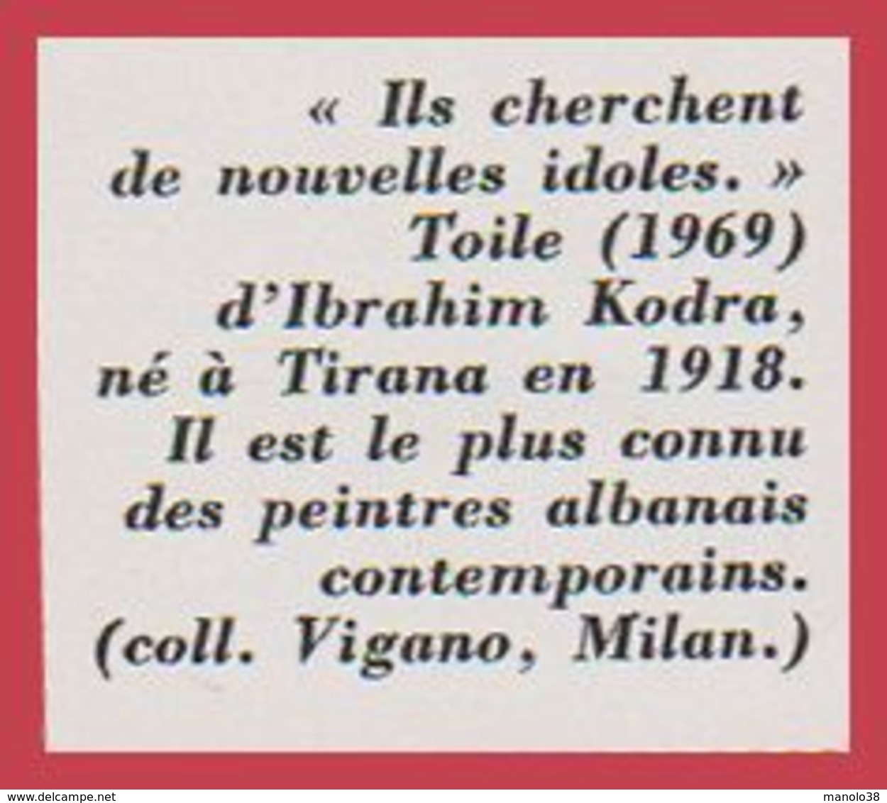 "Ils Cherchent De Nouvelles Idoles" Toile (1969) D' Ibrahim Kodra. Albanie. Encyclopédie De 1970. - Andere & Zonder Classificatie