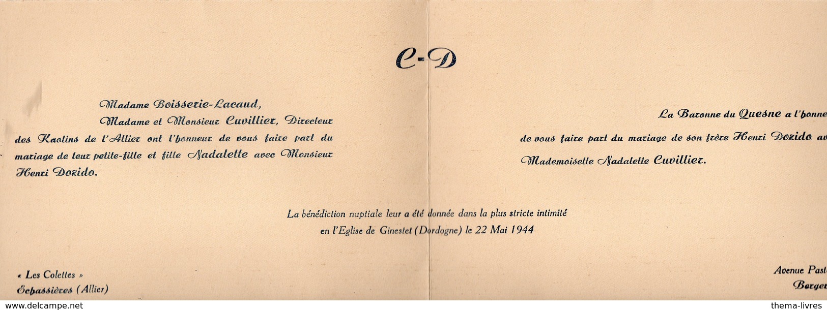 Ginestet (24 Dordogne)  : Mariage Cuvillier / Dozido  1944 (PPP16796) - Mariage