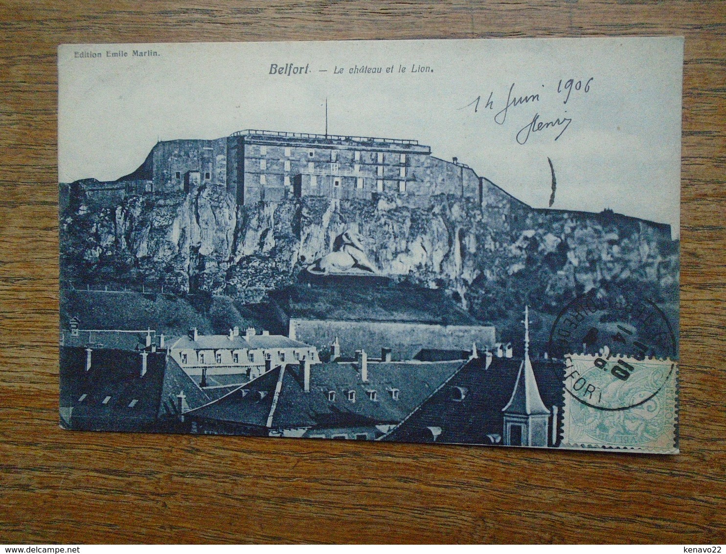 Belfort , Le Château Et Le Lion "" Carte De 1906 "" - Belfort - Ville