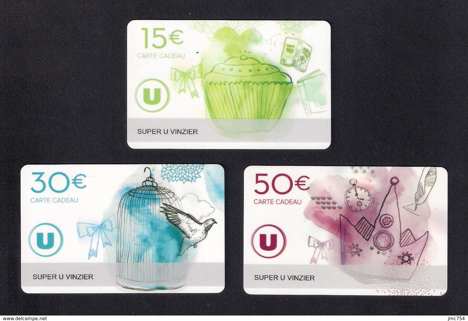 3  Carte Cadeau Super U   VINZIER  (74).   Gift Card. Geschenkkarte - Cartes Cadeaux