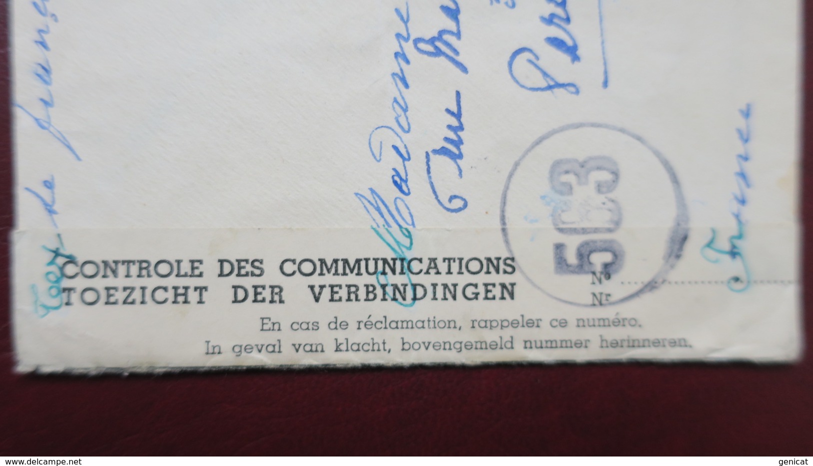 Belgique Lettre De Louvain Juin 1945 Pour Fontainebleau Avec Censure Contrôle  Postal 563 - Guerre 40-45 (Lettres & Documents)