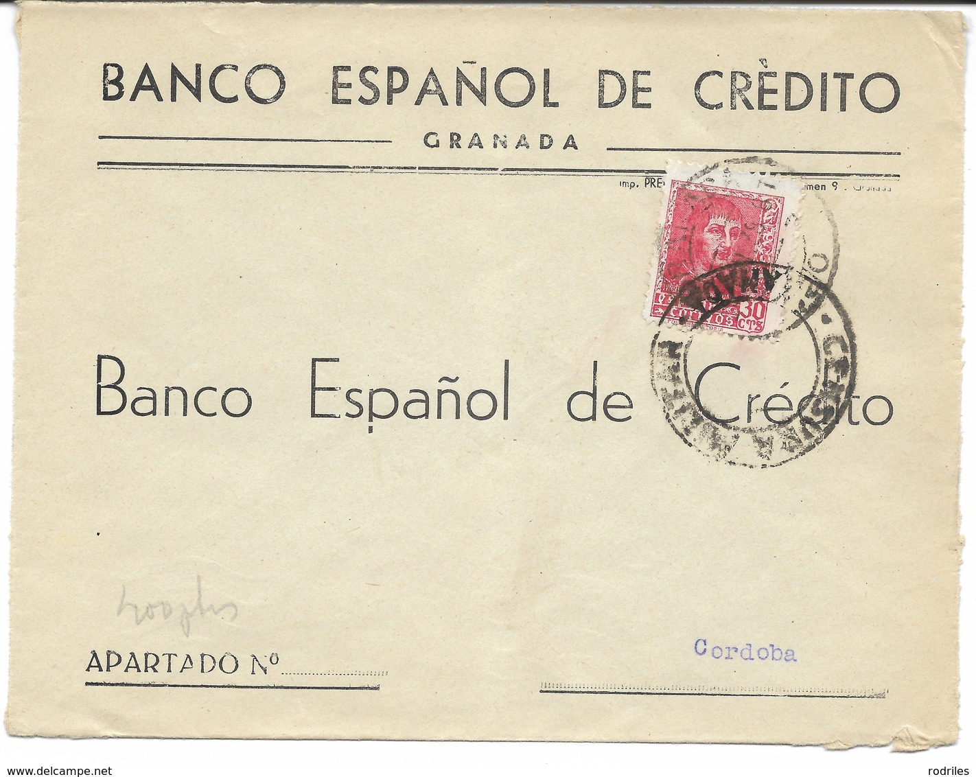 España. Carta Circulada Desde Granda A Córdoba Con Sello De Fernando - Cartas & Documentos