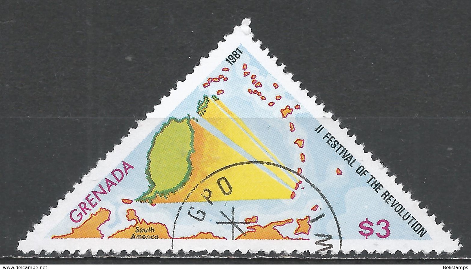 Grenada 1981. Scott #1040 (U) Festival Of The Revolution, Map * - Grenade (1974-...)