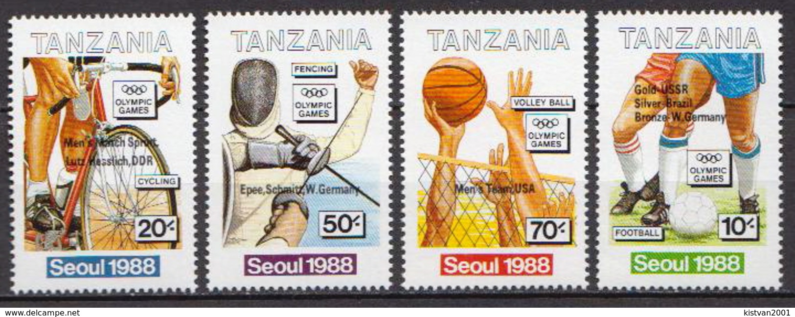 Tanzania MNH Overprinted Set And SS - Summer 1988: Seoul