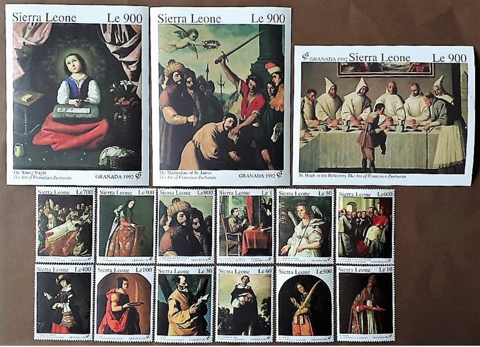 # Sierra Leone 1992 **Mi.1794-1805, Bl.192,193,194  Painting-Francisco Zurbaran , MNH [22;58] - Altri & Non Classificati