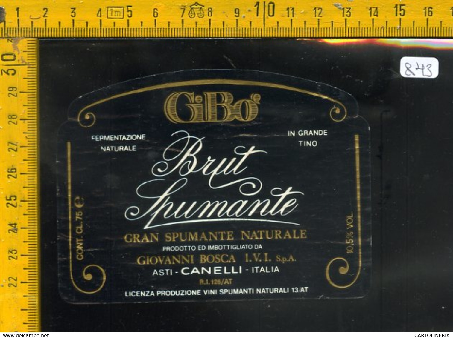 Etichetta Vino Liquore Spumante Brut Gi. Bo. Canelli Asti - Altri & Non Classificati