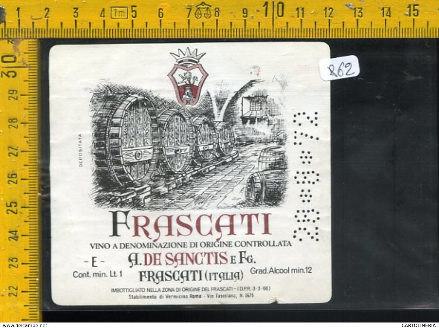 Etichetta Vino Liquore Frascati De Sanctis 1972 - Altri & Non Classificati