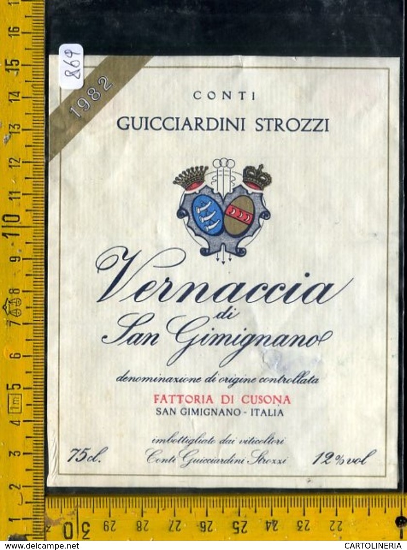 Etichetta Vino Liquore Vernaccia Di S. Gimignano 1982 Cusona - Altri & Non Classificati