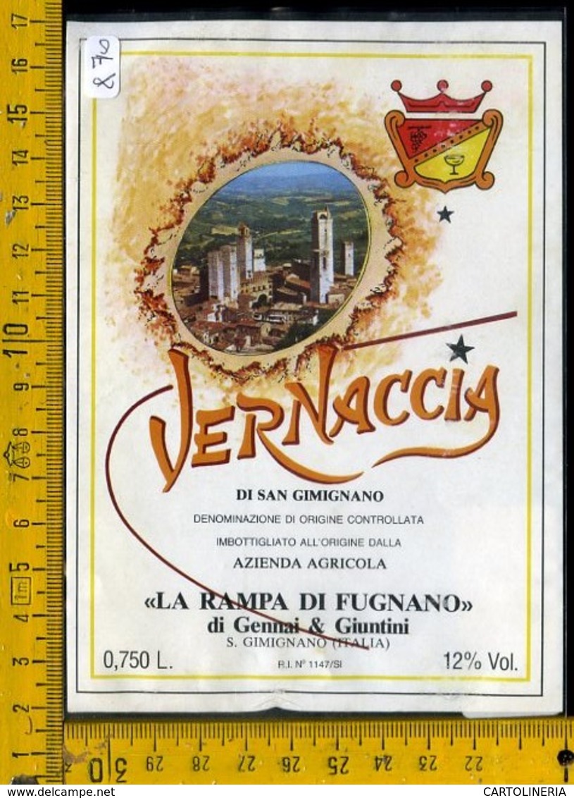 Etichetta Vino Liquore Vernaccia Di S. Gimignano La Rampa Di Fugnano - Altri & Non Classificati