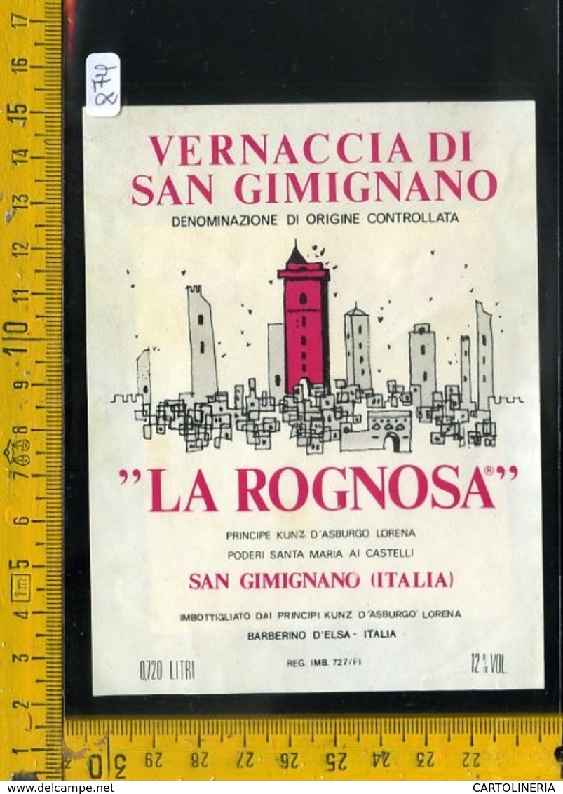 Etichetta Vino Liquore Vernaccia Di S. Gimignano La Rognosa Barberino D'Elsa - Altri & Non Classificati