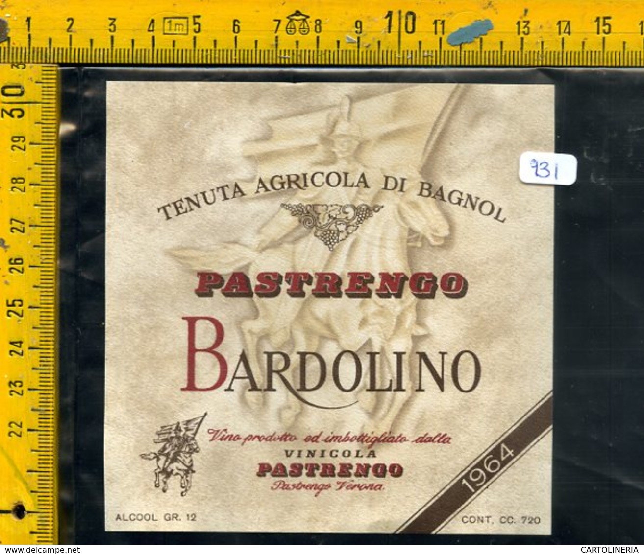 Etichetta Vino Liquore Bardolino Pastrengo Verona - Autres & Non Classés