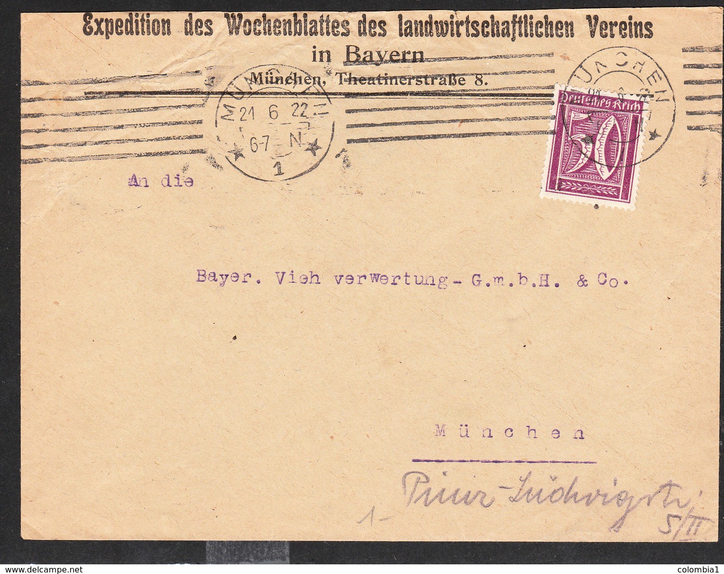 ALLEMAGNE Lettre De MUNCHEN Du 21 Juin 1922 - Lettres & Documents