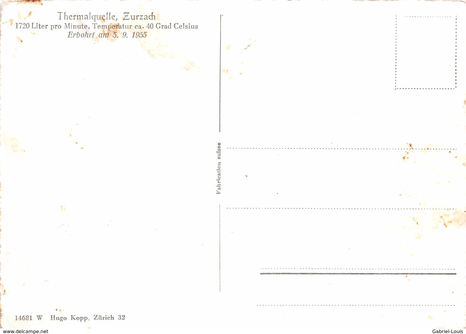 Zurzach - Thermalquelle (Carte 10X15 Cm) - Non Circulé - Zurzach