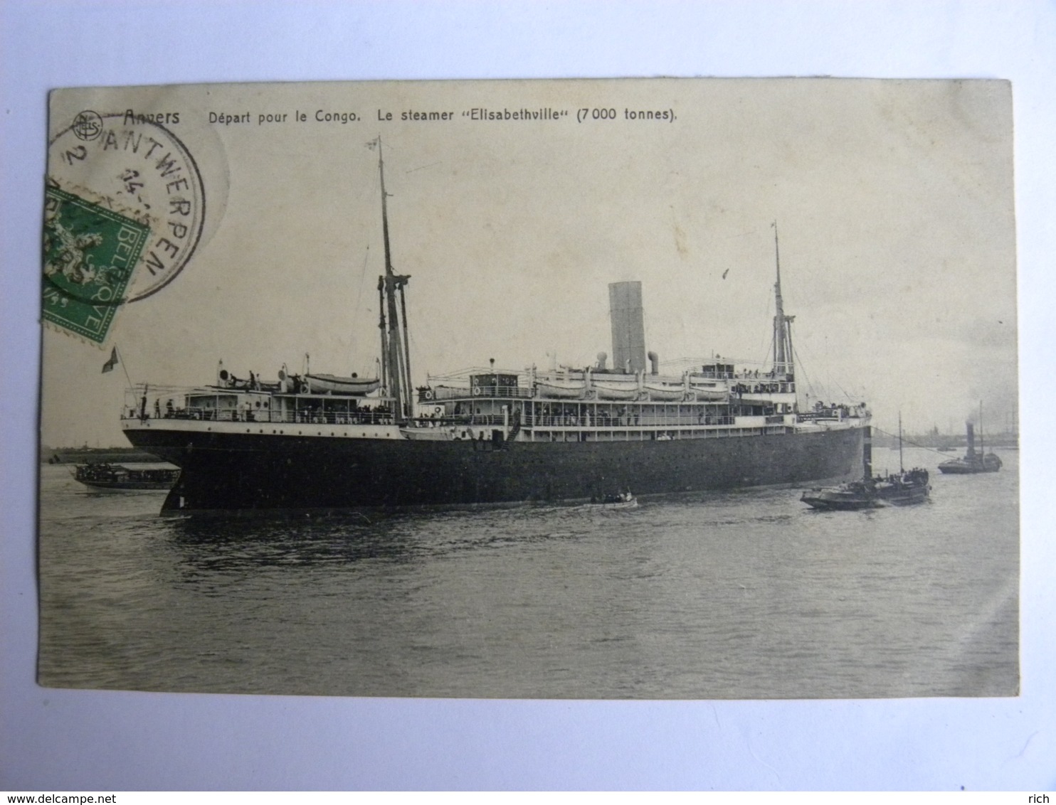 CPA BELGIQUE - ANVERS - Départ Pour Le Congo. Le Steamer "Elisabethville" 7000 Tonnes - Other & Unclassified