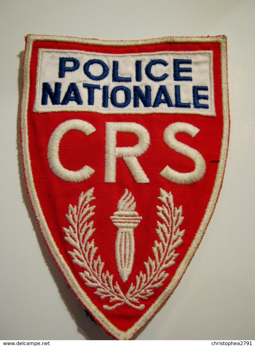 ECUSSON TISSUS PATCH POLICE NATIONALE CRS EN COULEUR GRAND MODEL 14CM X 12.5CM OCCASION MAIS ETAT EXCELLENT - Police & Gendarmerie