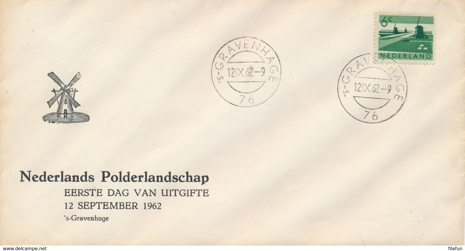 Nederland - 1962 - 6 Cent Polderlandschap Op Bol-FDC Zonder Adres - FDC