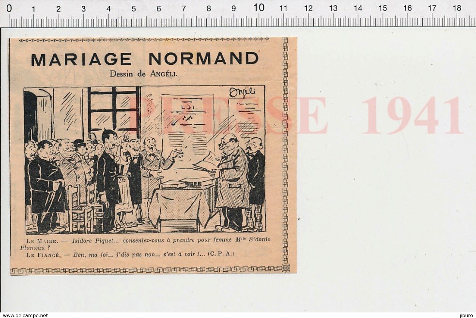 Presse 1941 Humour Mairie Mariage Normand Généalogie Sidonie Plumeau Isidore Piquet Réponse De ... 223XQ - Non Classificati