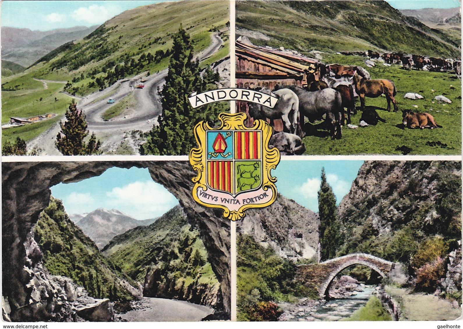 E1125 VALLS D'ANDORRA - 4 VUES - LACETS A ENVALIRA - CHEVAUX - TUNNEL A LA MASSANA - PONT SAINT ANTOINE - Andorra