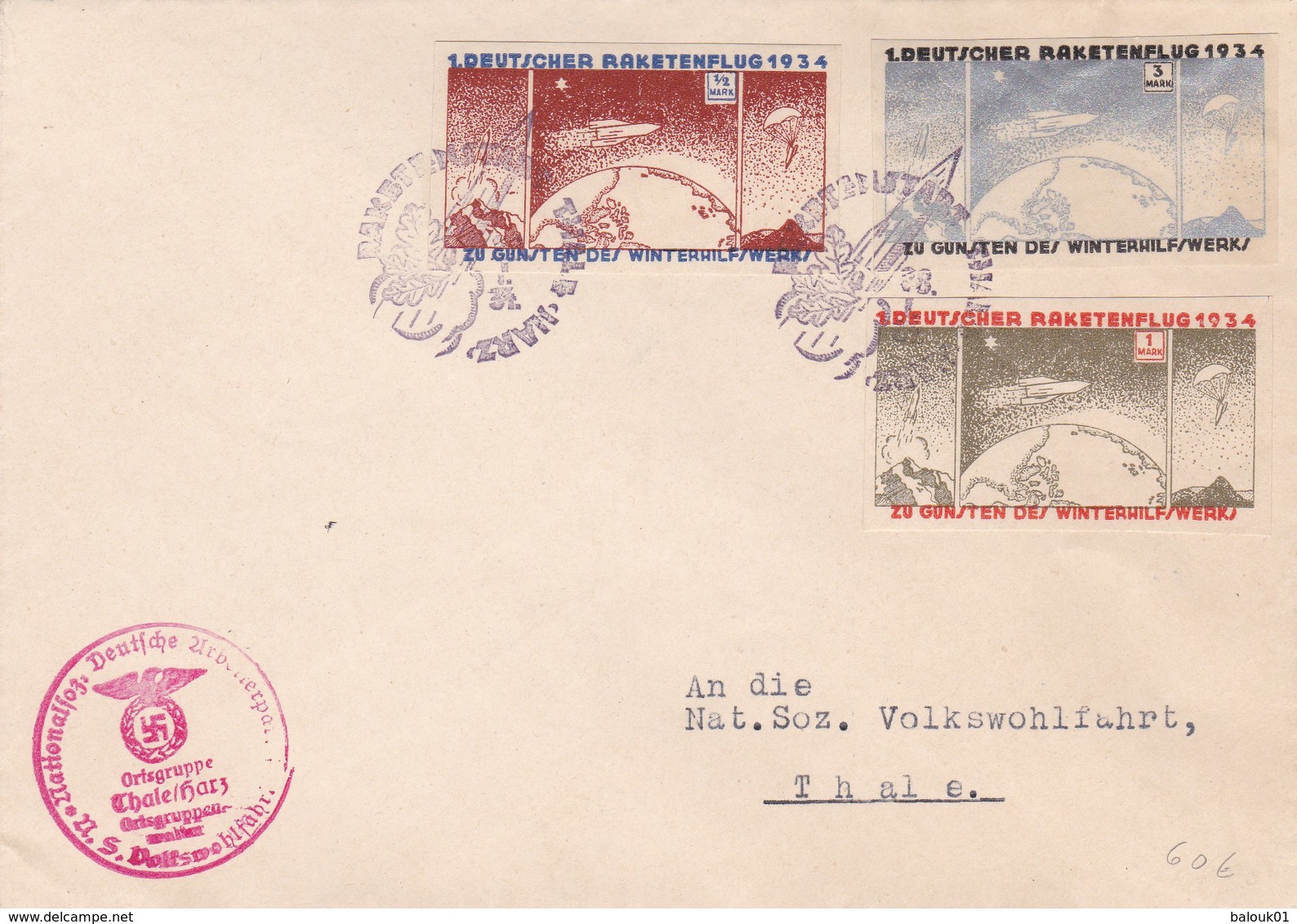 Lettre 1ère Expérience De Vol Par Fusée 1934 - Posta Aerea & Zeppelin
