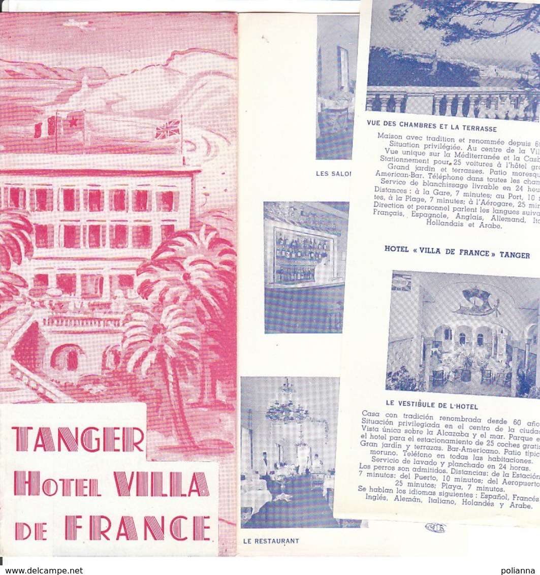 B1993 - Brochure MAROCCO - TANGER - HOTEL VILLA DE FRANCE Anni '50/ - Dépliants Turistici