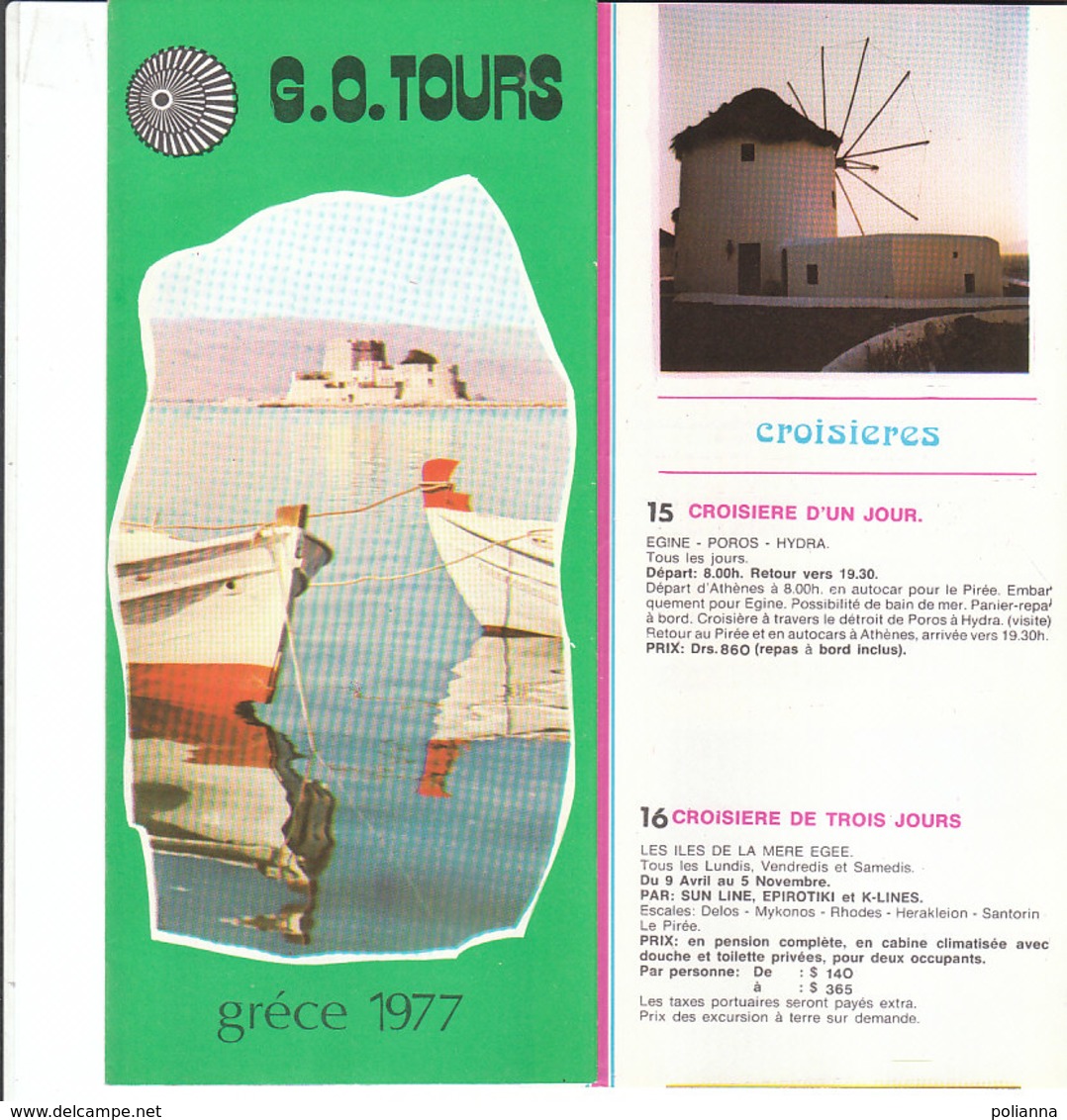 B2002 - Brochure GRECIA - G.O.TOURS 1977/DELPHES/CRETE - Dépliants Turistici