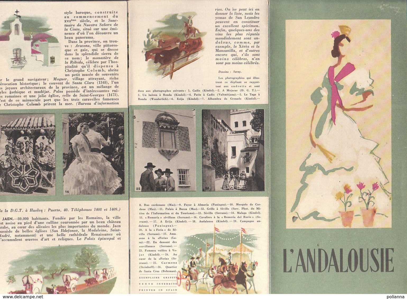 B2005 - Brochure SPAGNA - L'ANDALOUSIE Anni '50/CADIX/MOJACAR/ECIJA/PALAIS A BAEZA/MALAGA/CARMONA/SANTA CRUZ - Dépliants Touristiques