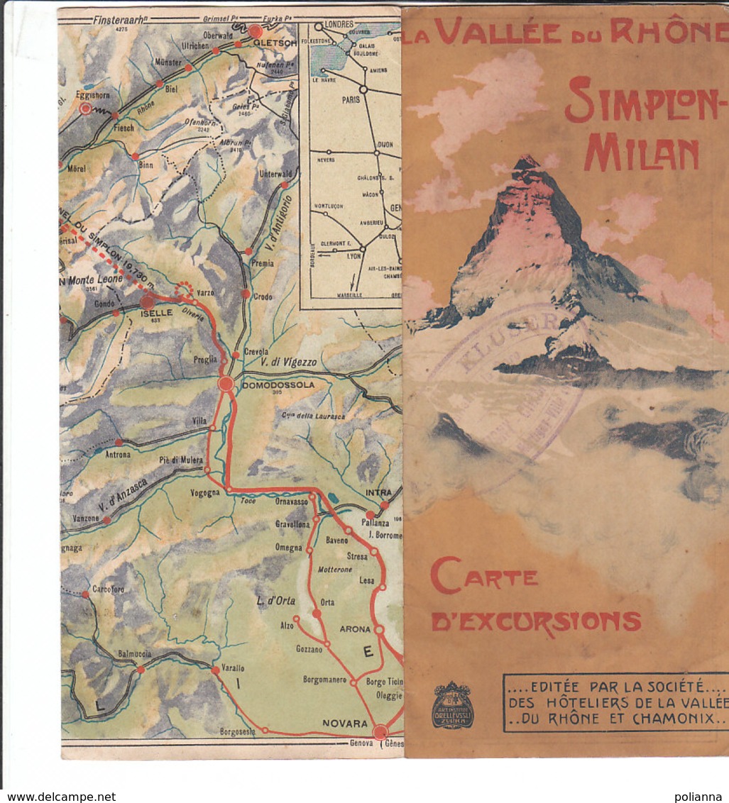 B2021 - Brochure SVIZZERA - LA VALLEE DU RHONE - SIMPLON-MILAN Ed. Anni '30/MAP - Dépliants Turistici