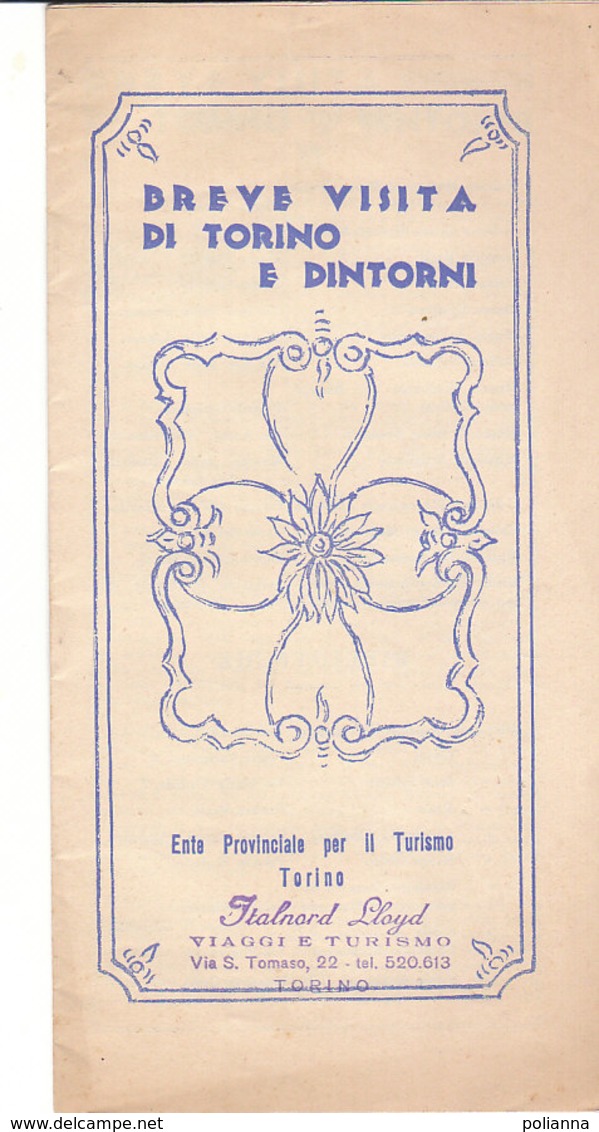 B2025 - Brochure BREVE VISITA DI TORINO E DINTORNI EPT Anni '50 - Dépliants Turistici