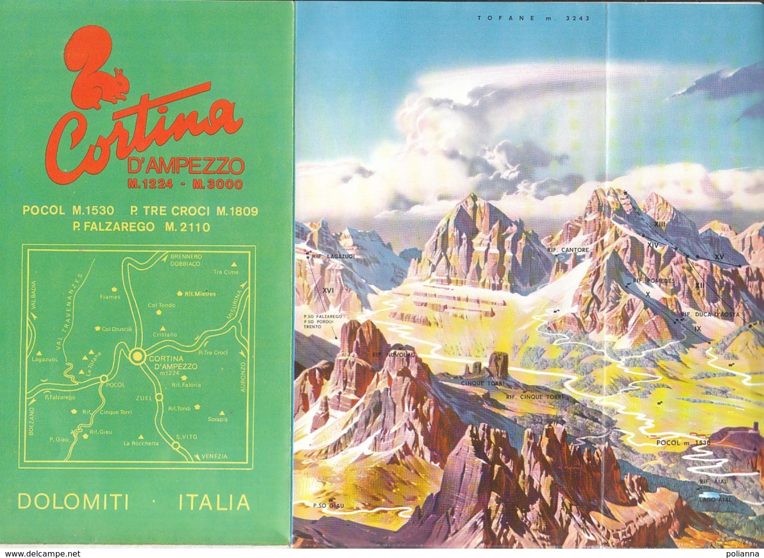 B2034 - CARTA DEI SENTIERI E RIFUGI BELLUNO - CORTINA D'AMPEZZO Ed. Anni '70 - Cartes Topographiques