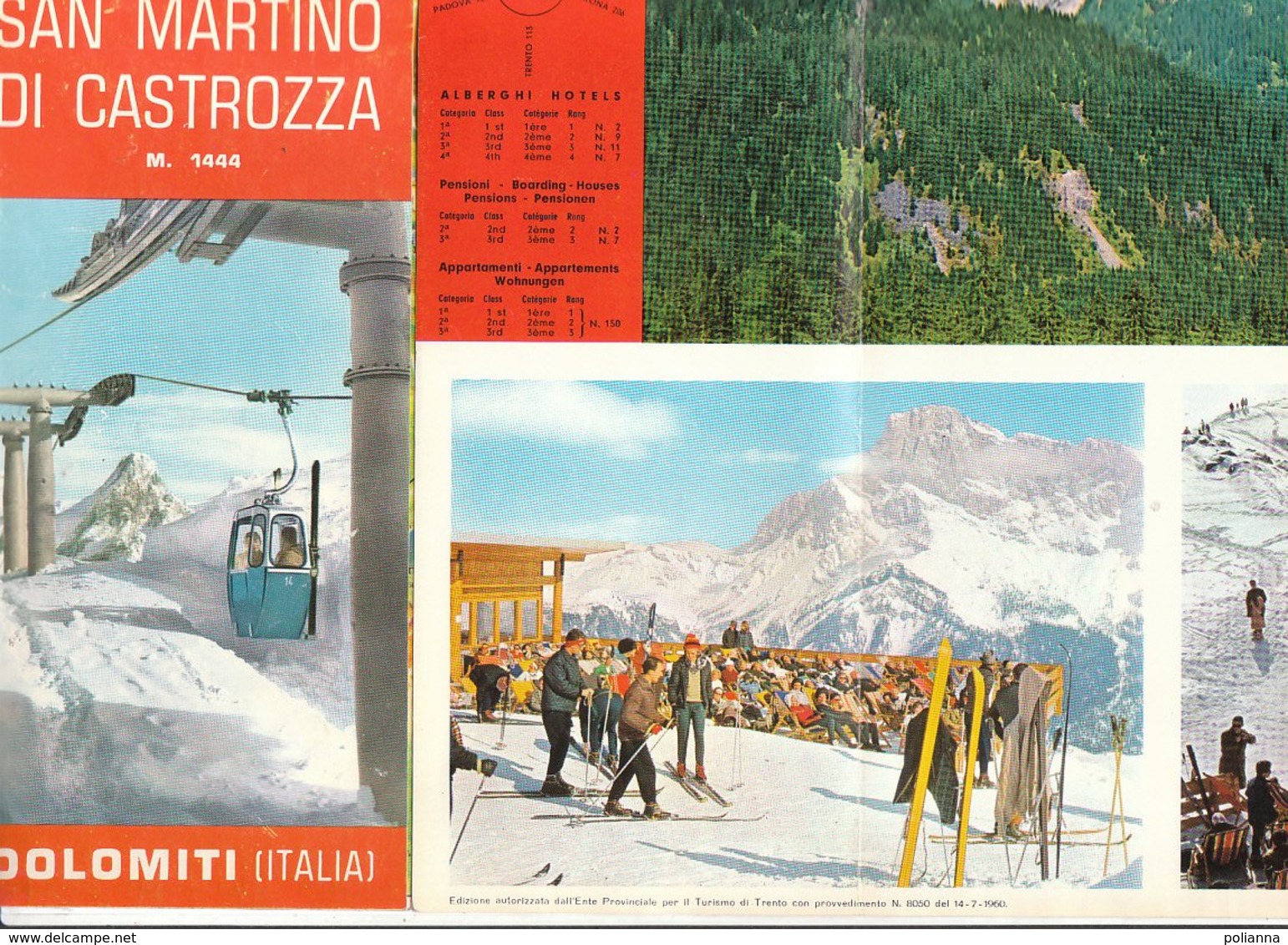 B2035 - CARTA /MAP - TRENTO - S.MARTINO DI CASTROZZA Ed. 1960/IMPIANTI SCI - Carte Topografiche