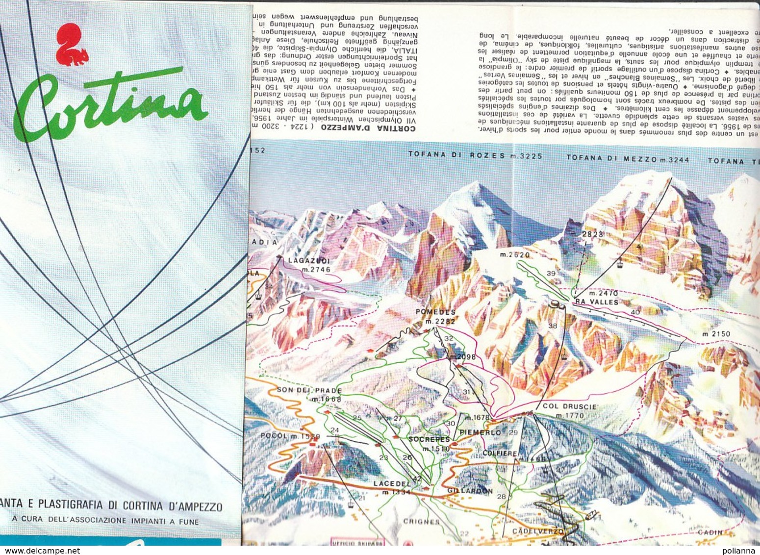 B2036 - CARTA /MAP - BELLUNO - CORTINA D'AMPEZZO Ed. Anni '60/IMPIANTI SCI/PUBBLICITA' VOV SPEZZIOL - Carte Topografiche