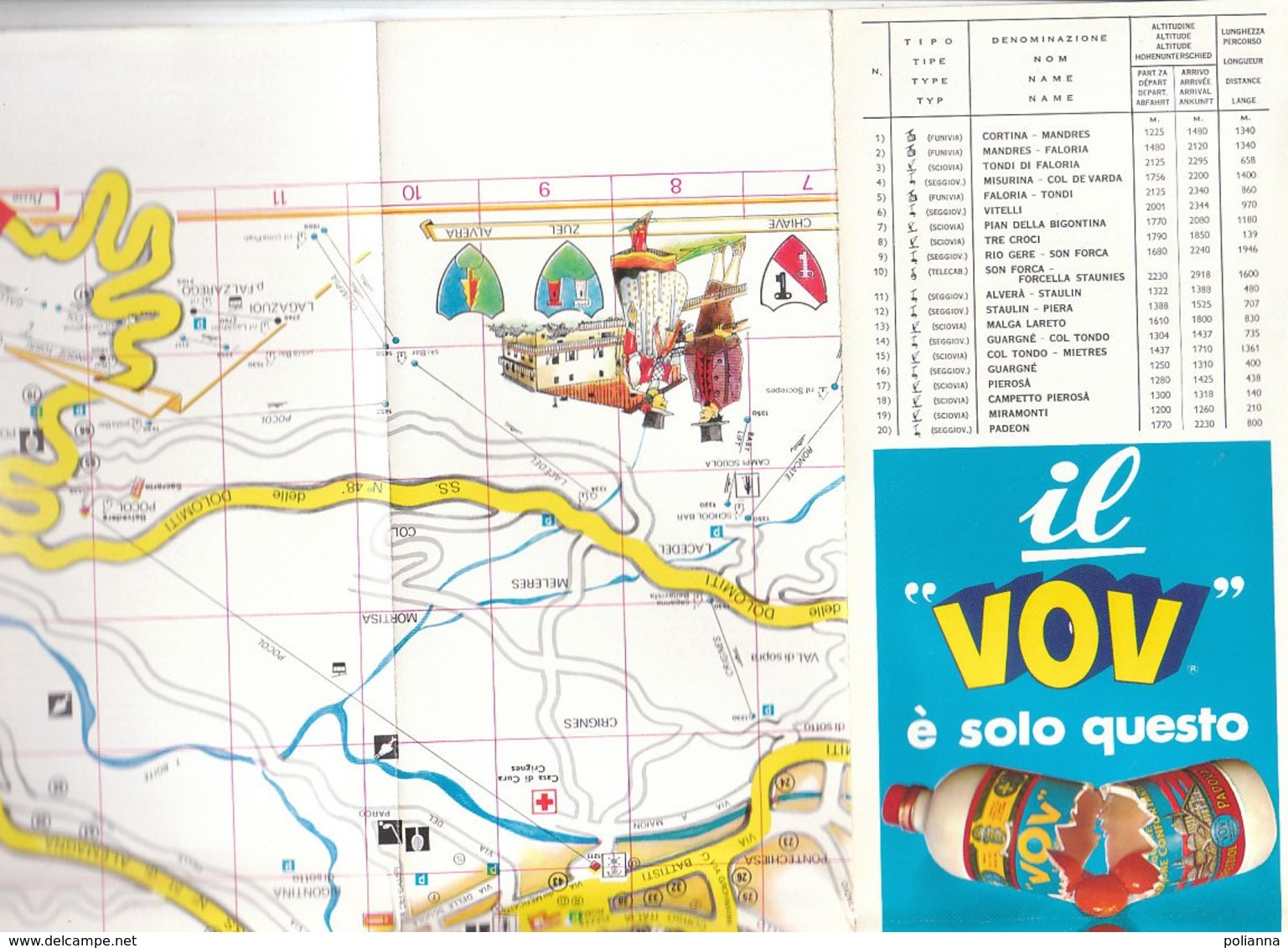 B2036 - CARTA /MAP - BELLUNO - CORTINA D'AMPEZZO Ed. Anni '60/IMPIANTI SCI/PUBBLICITA' VOV SPEZZIOL - Topographische Karten