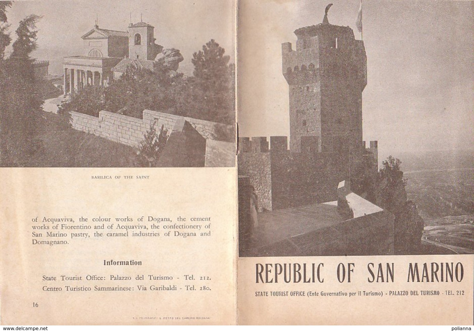 B2042 - Brochure REPUBBLICA DI S.MARINO Ed. Anni '50 - Dépliants Turistici