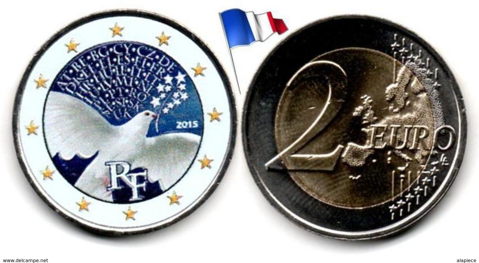 France - 2 Euro 2015 - (70 Ans De Paix En Europe- Colorée) - France