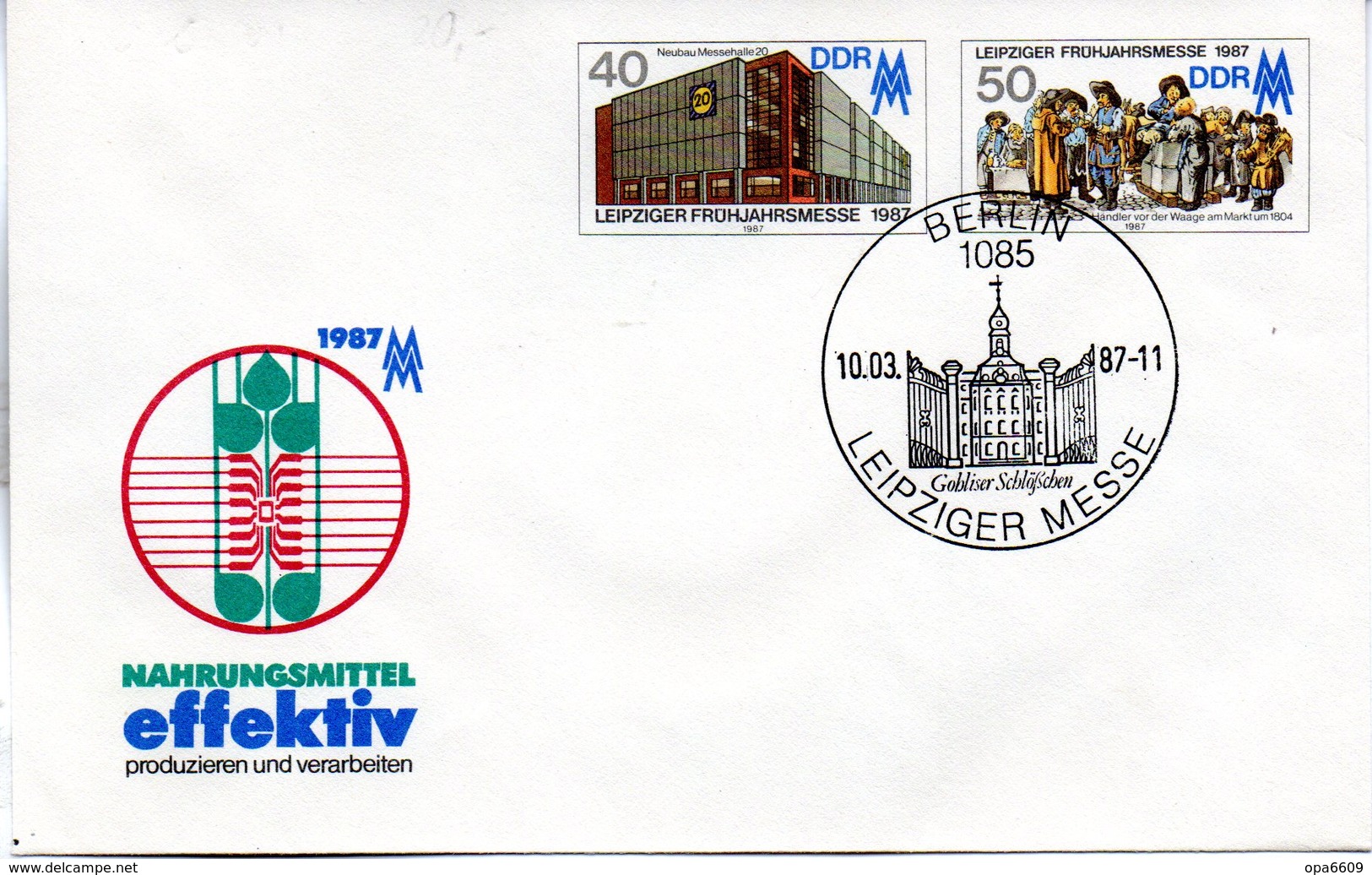 DDR Amtl. GZS-Umschlag U 6 40(Pf) Neben 50(Pf) Mehrfarbig "Leipziger Messe 1987" ESSt 10.3.87 BERLIN - Umschläge - Gebraucht