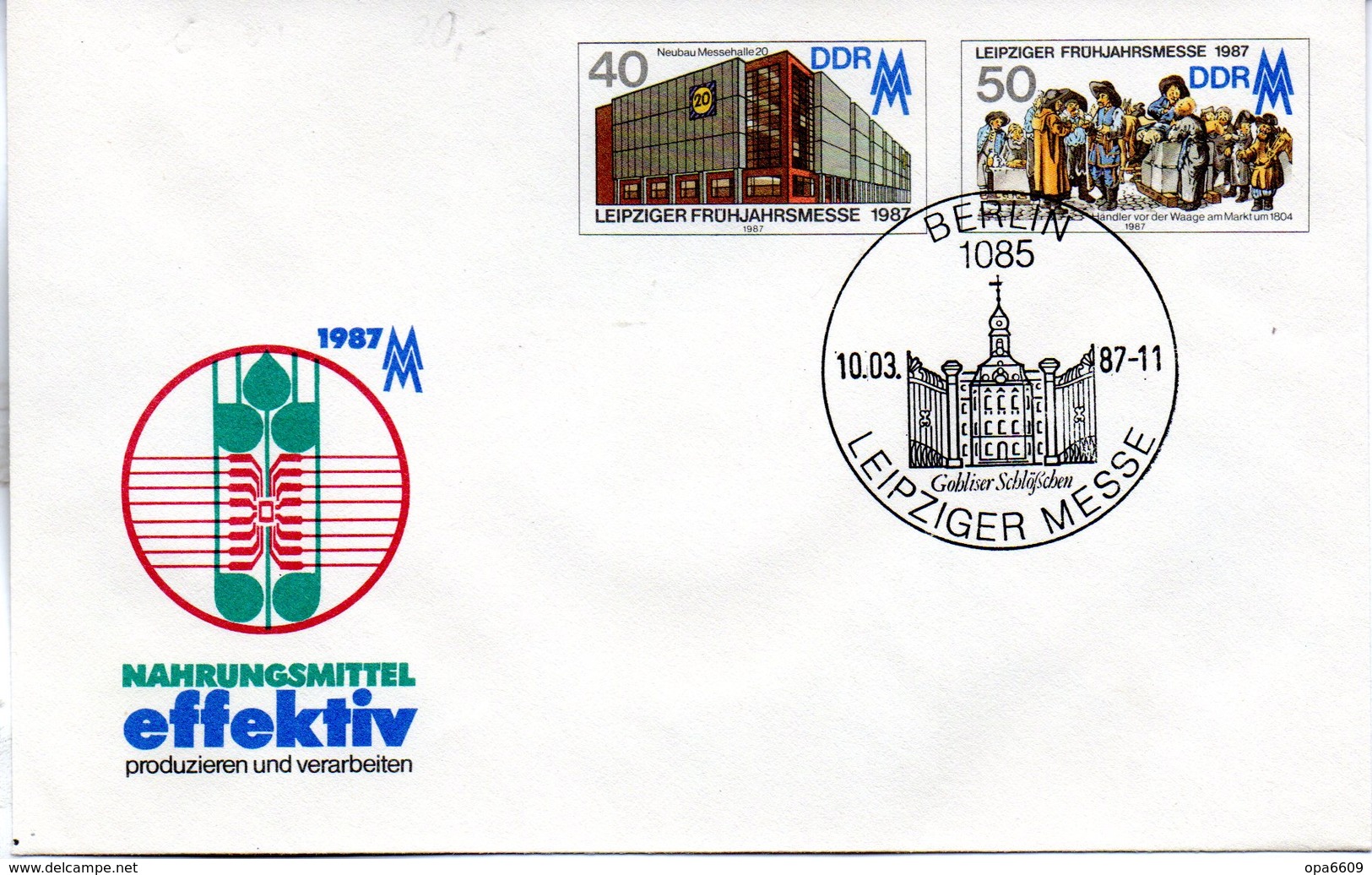 DDR Amtl. GZS-Umschlag U 6 40(Pf) Neben 50(Pf) Mehrfarbig "Leipziger Messe 1987" ESSt 10.3.87 BERLIN - Briefomslagen - Gebruikt