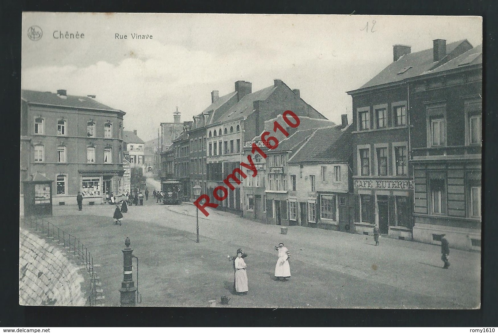 Chênée. Rue Vinave. Animée, Tram, Café, Laiterie. Nels, Série 96, N°15. - Luik