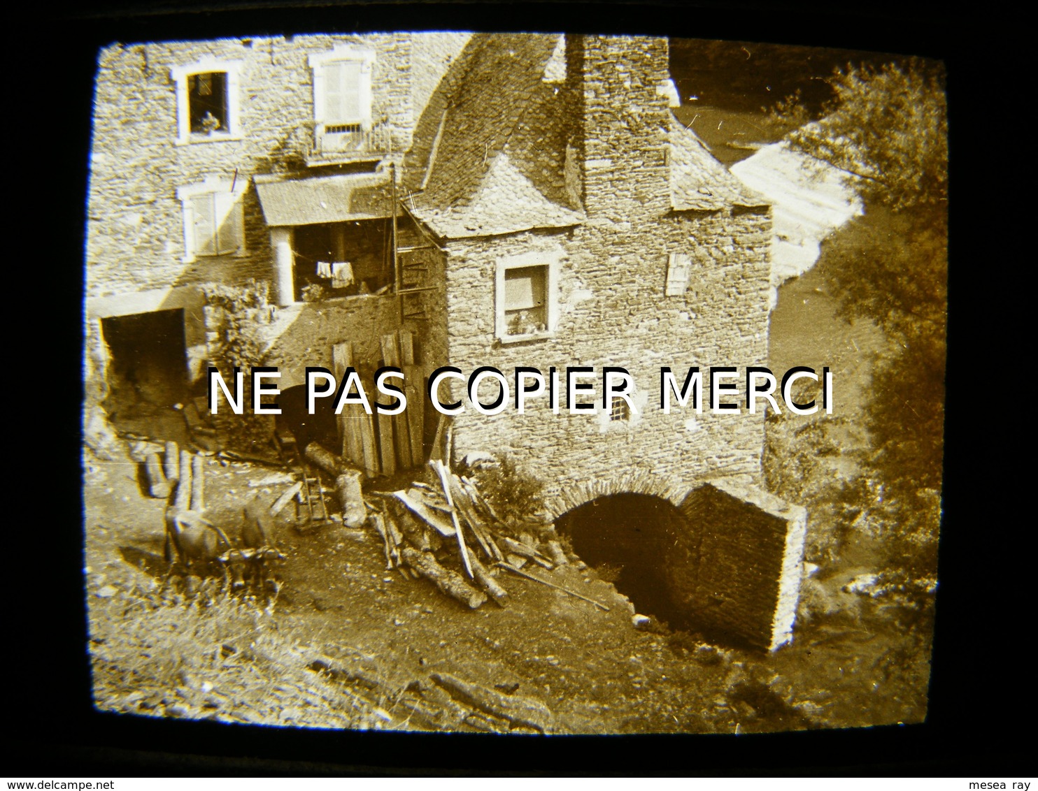 ESTAING 12 AVEYRON En 1947 Le Moulin à Eau Vue Inédite Photo Amateur Stéréoscopique Stéréo Sur Plaque 4/10 - Plaatsen