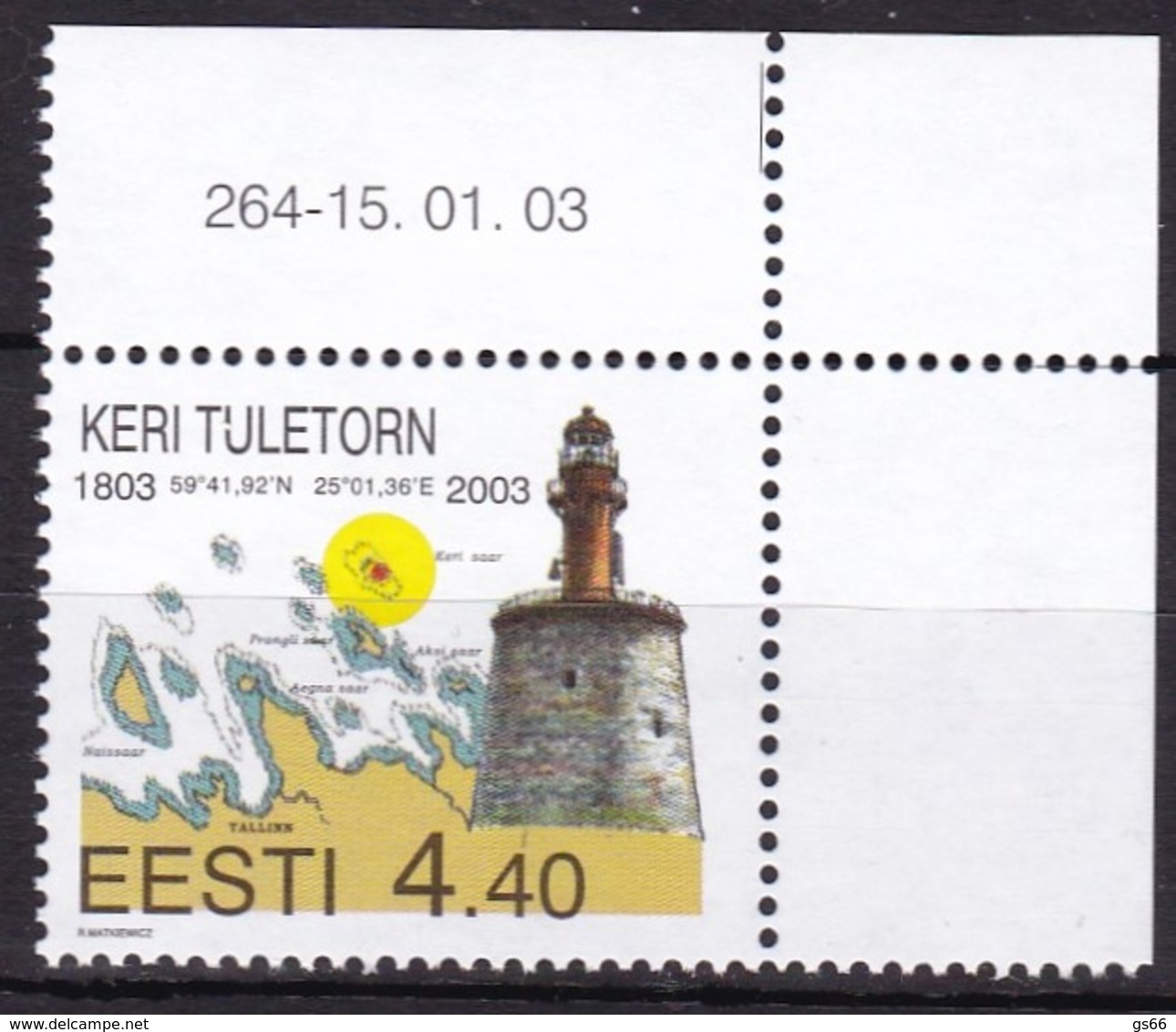 2003, EESTI, 455, Leuchtturm Keri (Kokskär).  MNH **, - Estonie