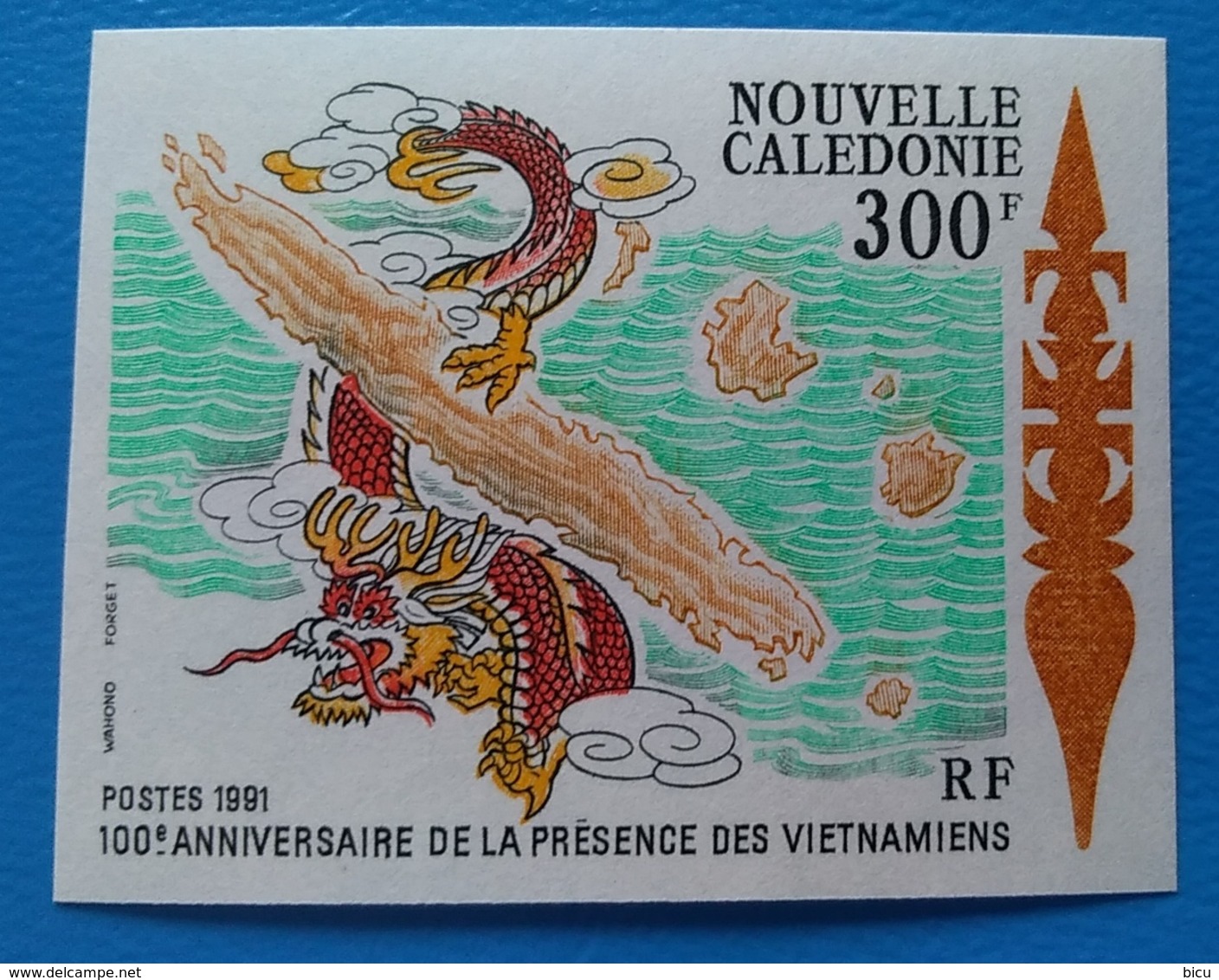 NOUVELLE CALEDONIE CENTENAIRE DE LA PRESENCE DES VIETNAMIENS 1991**  NON DENTELE - Neufs