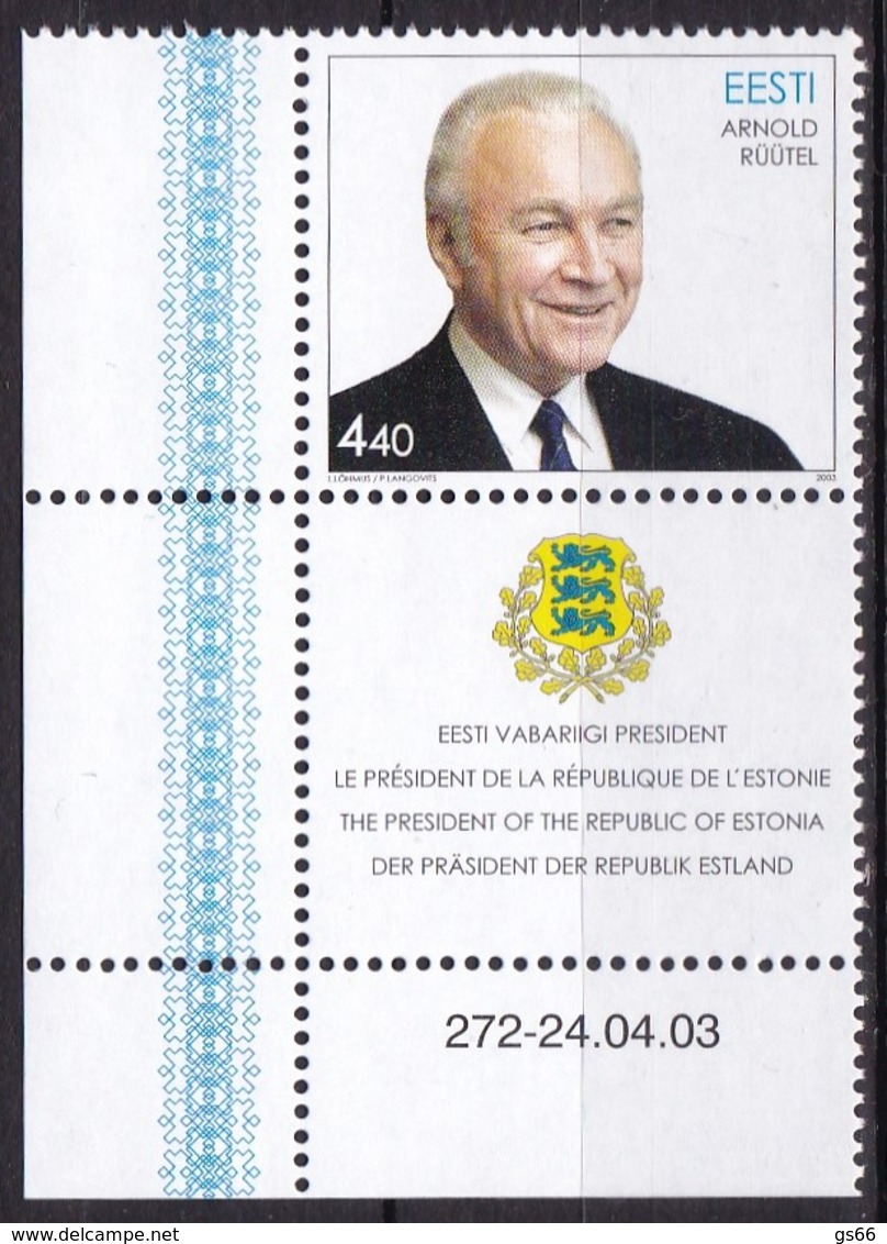 2003, EESTI, 462, Arnold Rüütel, MNH - Estonie