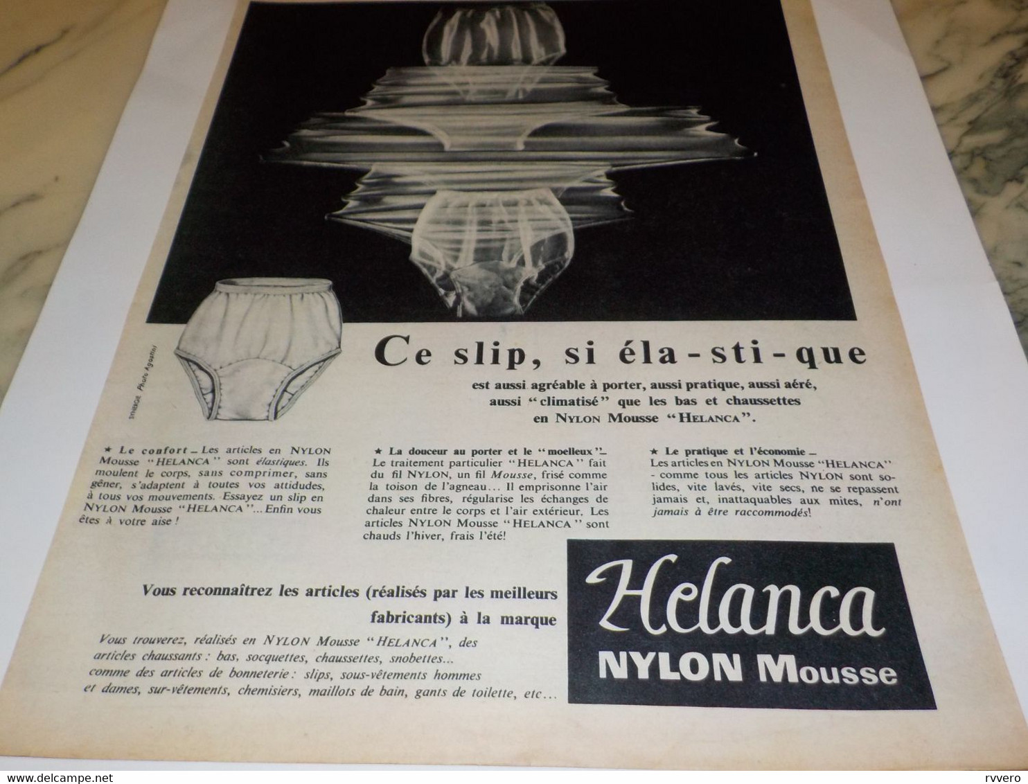 ANCIENNE PUBLICITE CE SLIP SI ELASTIQUE DE HELANCA 1955 - Autres & Non Classés