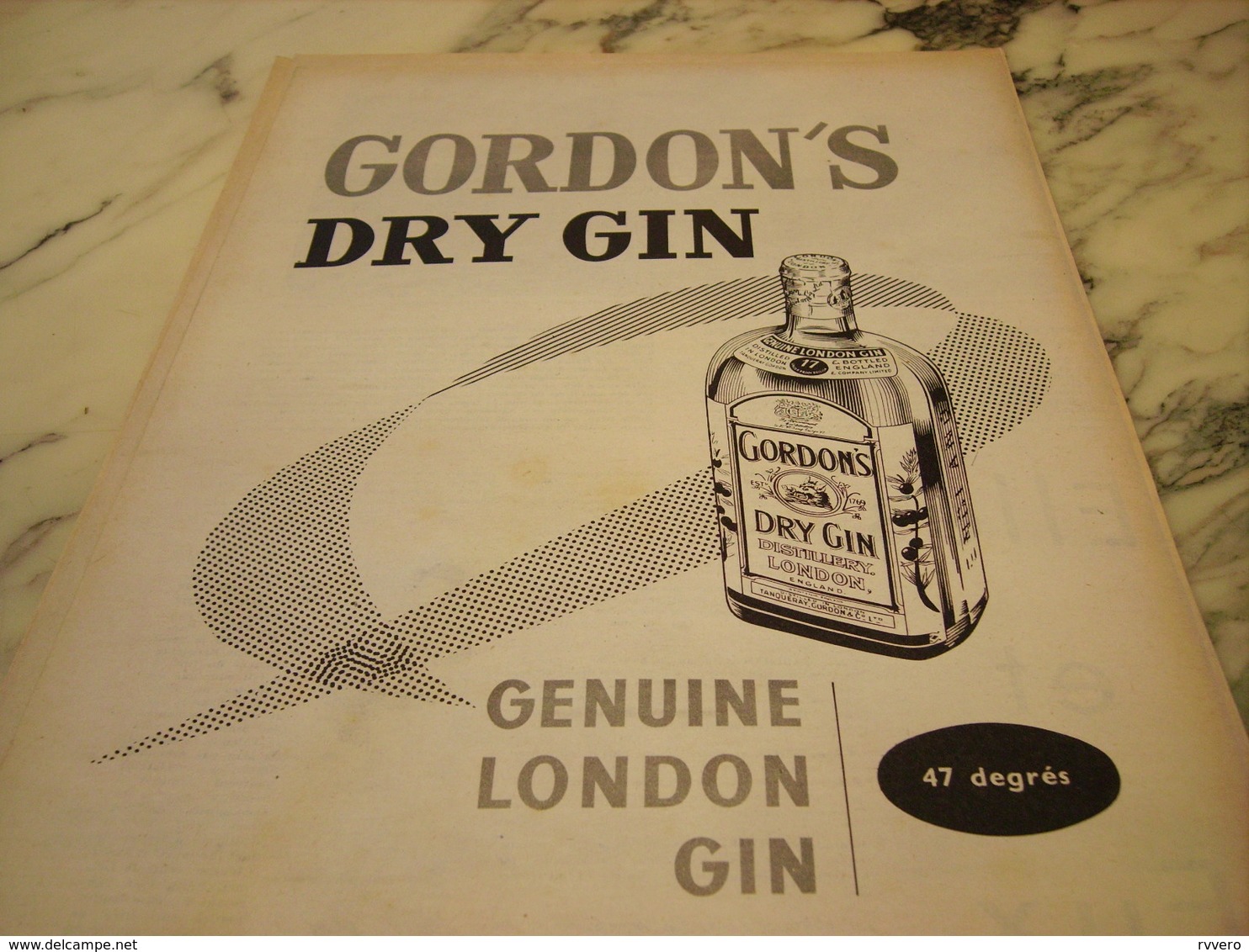 ANCIENNE PUBLICITE DRY GIN DE GORDON S 1955 - Alcools