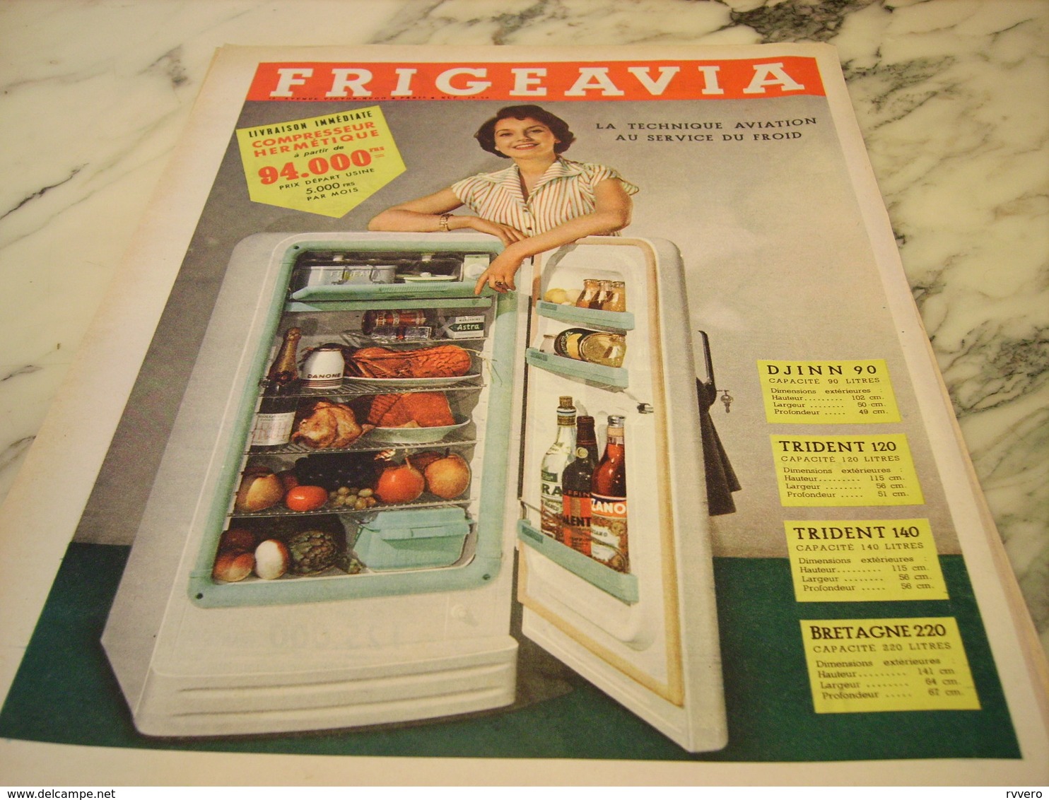 ANCIENNE AFFICHE PUBLICITE FRIGO FRIGEAVIA 1955 - Publicités