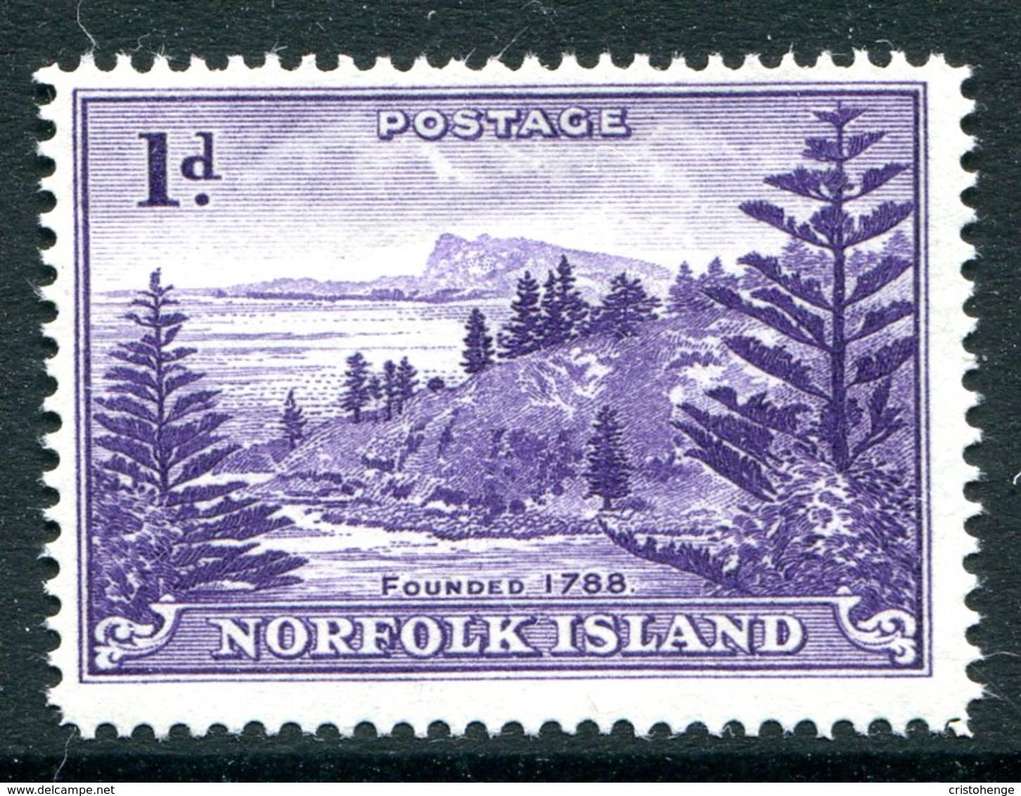 Norfolk Island 1947-59 Ball Bay - 1d Bright Violet - White Paper - MNH (SG 2a) - Ile Norfolk